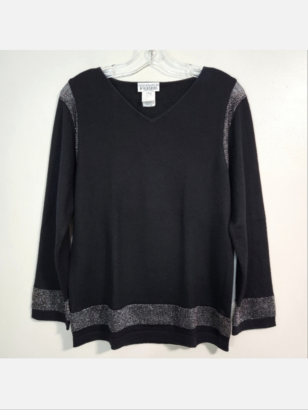 Vintage Gianfranco Ferré Black Merino Wool Blend Sweater, Size 8 ~ EUC